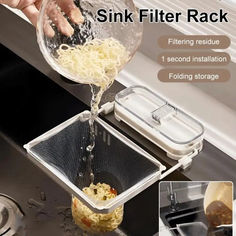 Kitchen Sink Filter Rack Foldable Sink Strainer Mesh Bag Stand Waste Garbage Net Shelf Disposable Garbage Mesh Bag Kitchen Gadge